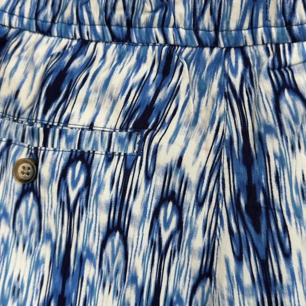 Caribbean Joe Large Shorts Abstract High-Rise Pockets Elastic Waist Blue Hue New
